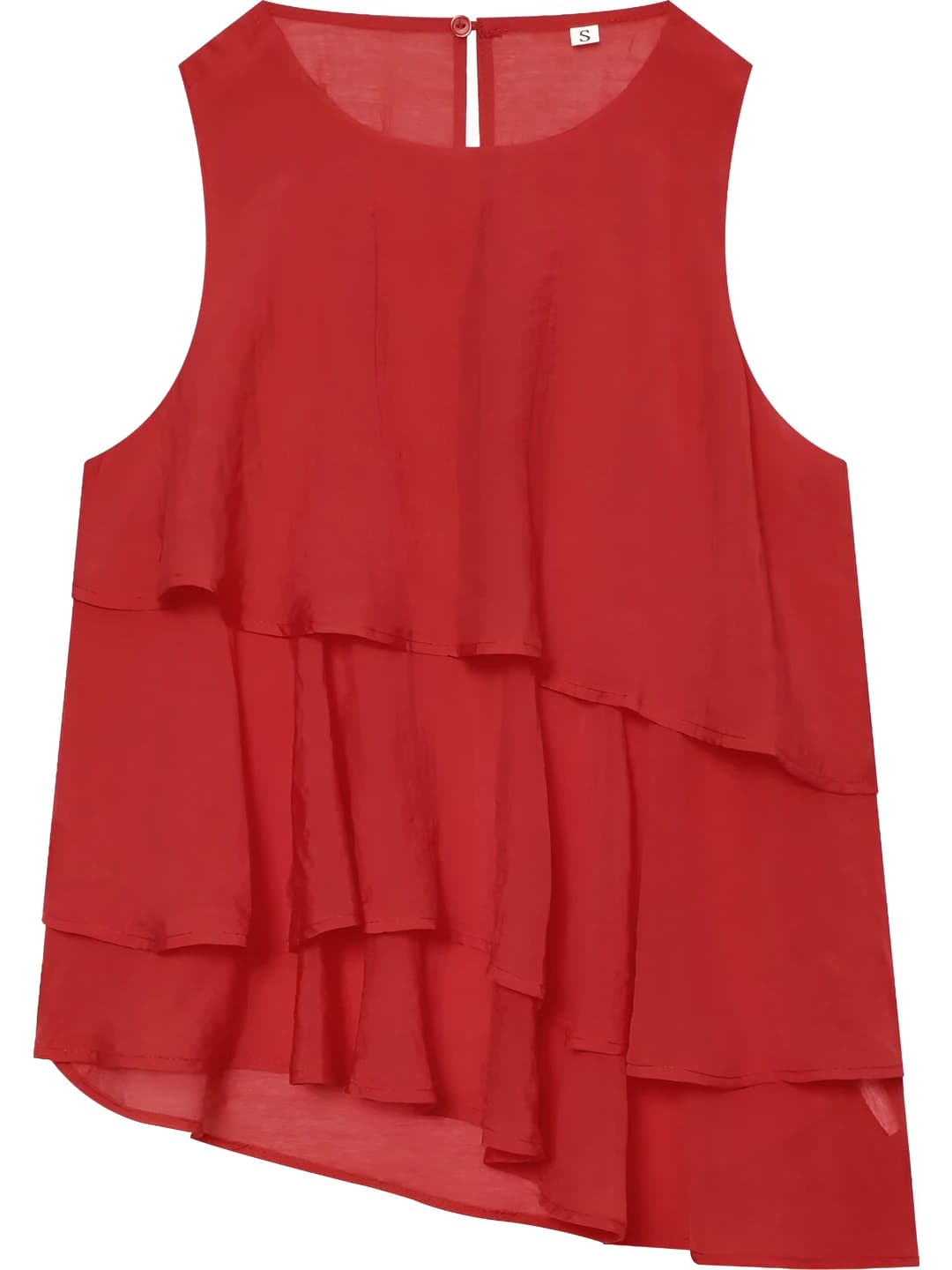 Women's summer casual slim fit solid colour sleeveless asymmetric layered top