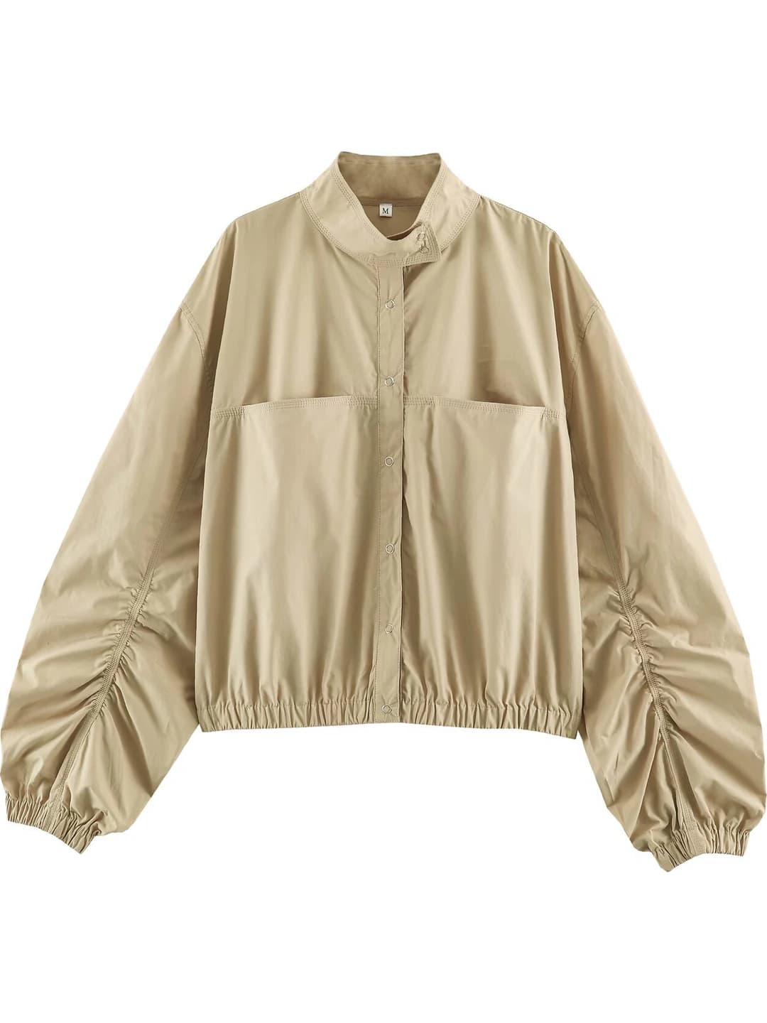 Women's light jacket, stand collar, long sleeve, zip, loose fit, polyester, solid colour, regular length, street style