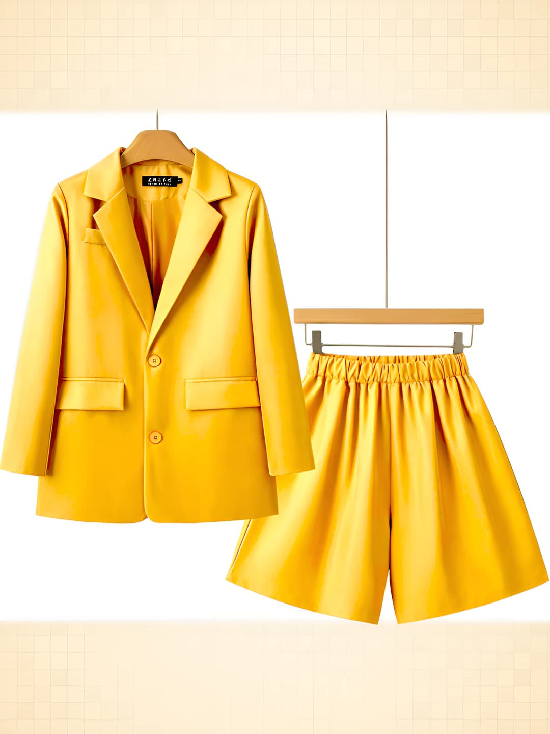 Women's 2026 spring-autumn blazer and short shorts set, slim fit, slimming, long sleeve, solid colour, all-season