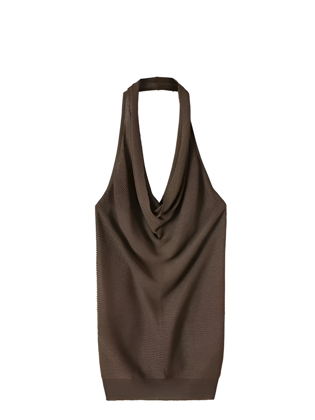 Ayollar uchun to'qima halter top, yengsiz, tanaga yopishgan, bir rangli, metall rangli ip, 80-90% polyester, to'rt mavsum