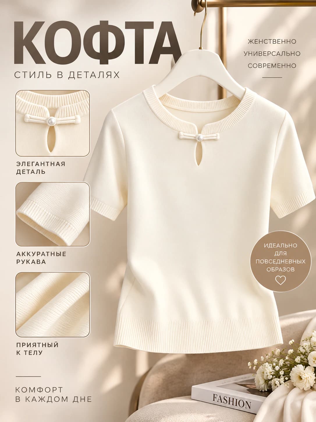 Women's 2026 summer knit top, stand collar, zip, short sleeve, solid colour, cropped