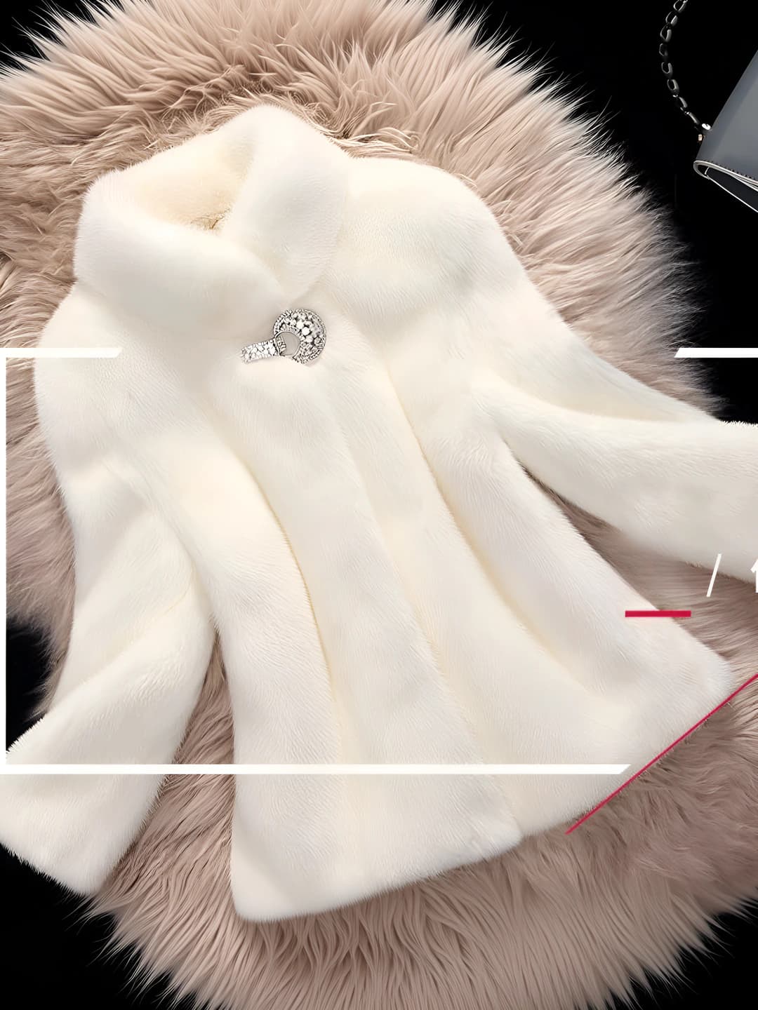 Women's short slimming stand collar Korean style casual faux fur coat