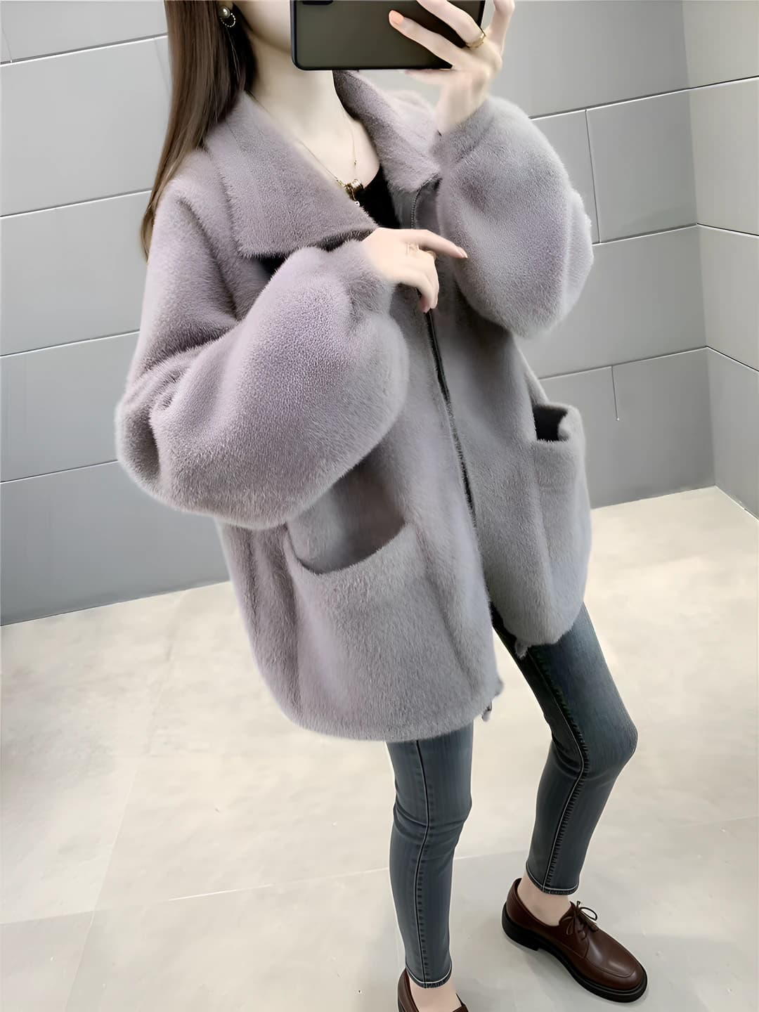 Women's knit cardigan, thickened, sleeveless, loose fit, autumn-winter