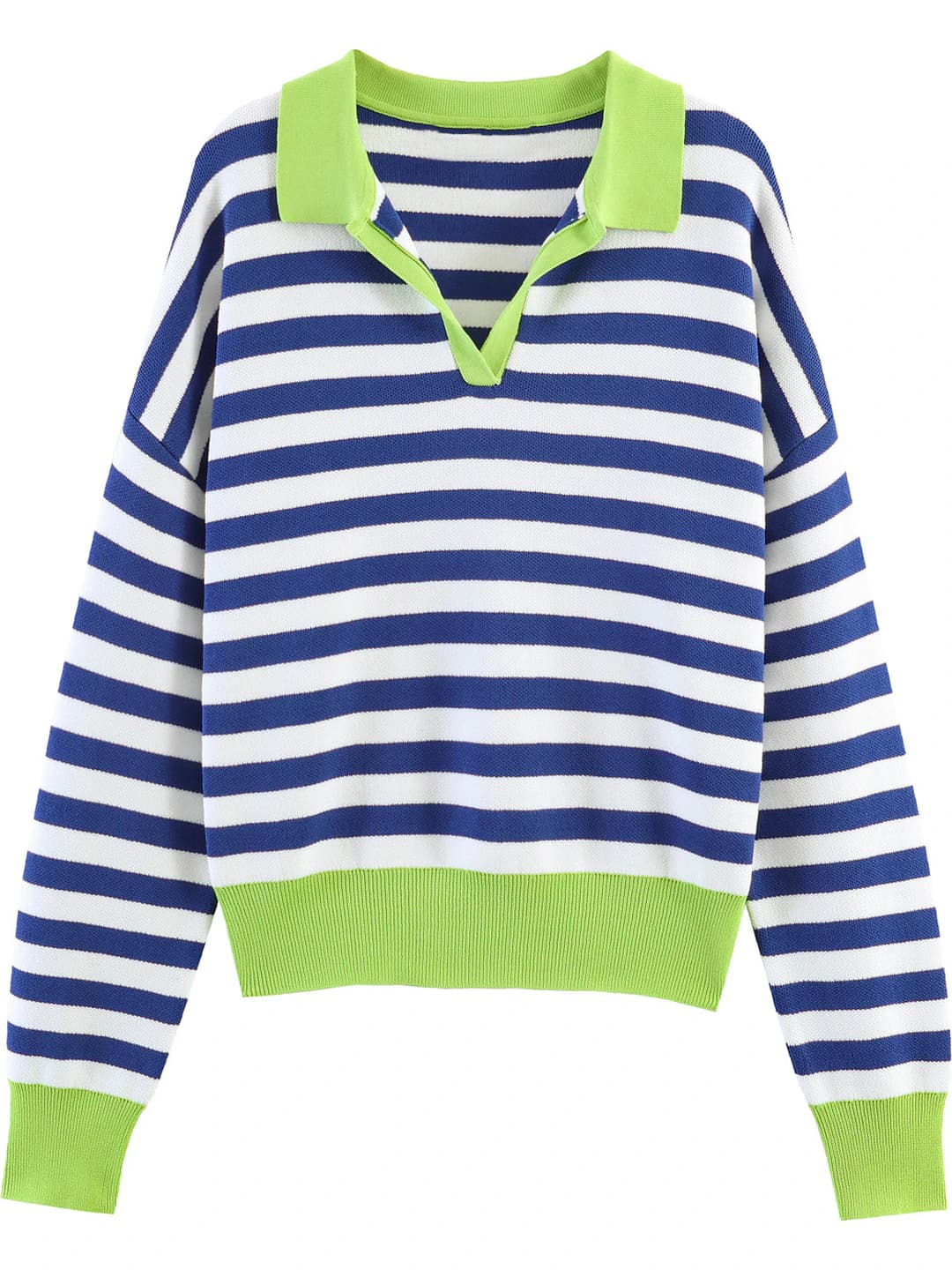 Blue, white, and green striped