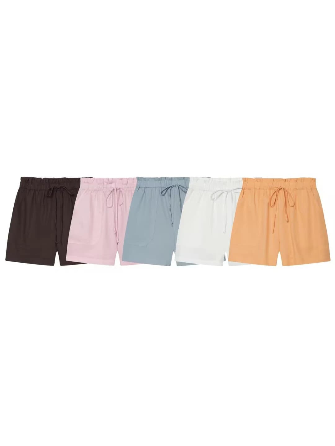 Women's casual knee-length shorts, loose fit with drawstring waist, minimalist style