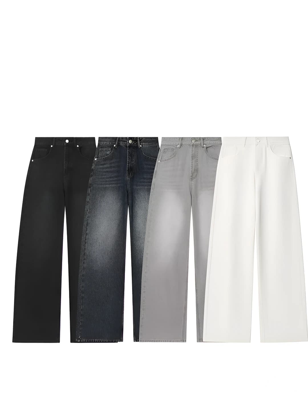 Women's wide and flared jeans, high waist, straight cut, trousers, 80%–90% polyester, medium thickness, versatile