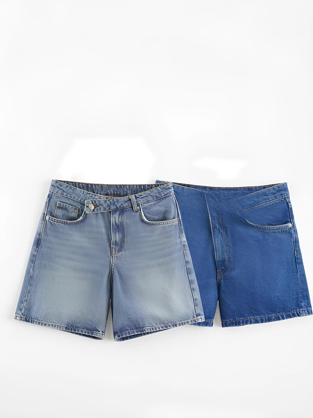 Women's high waist loose fit denim shorts, 3D design, medium thickness