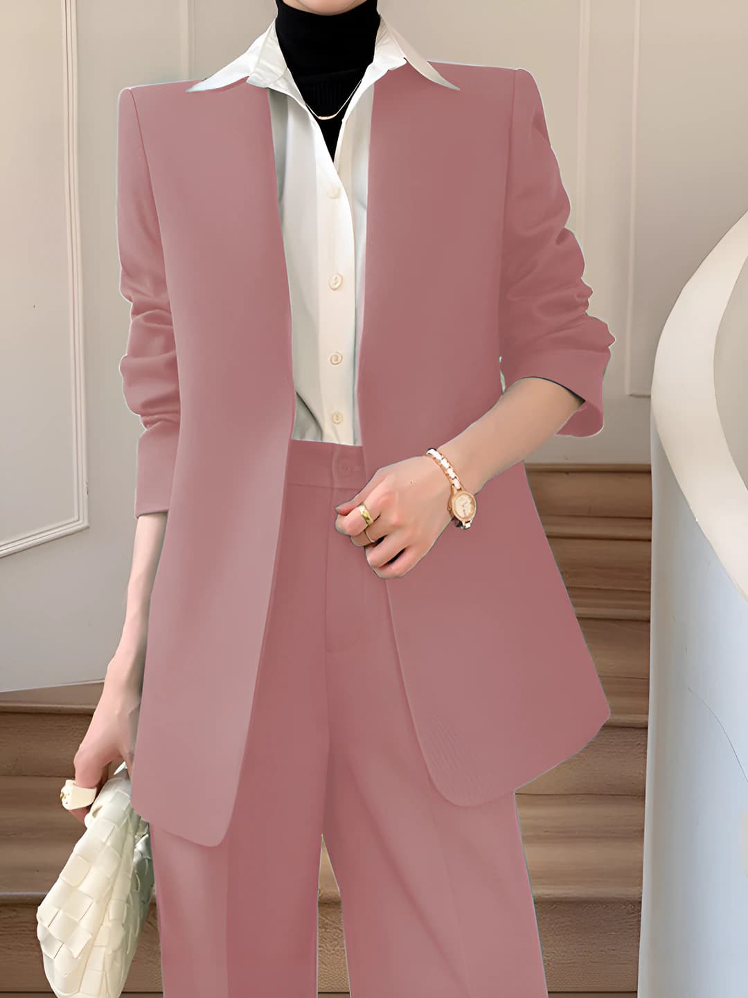 Women's blazer and wide-leg trousers set, spring-autumn 2026, Korean style, casual, long sleeve, trousers