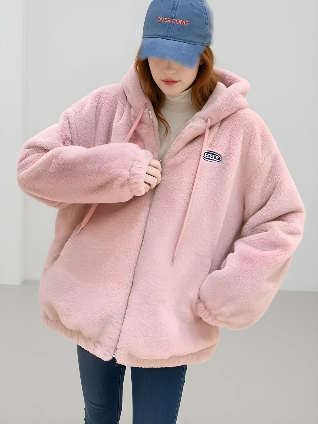 Pink hooded padded