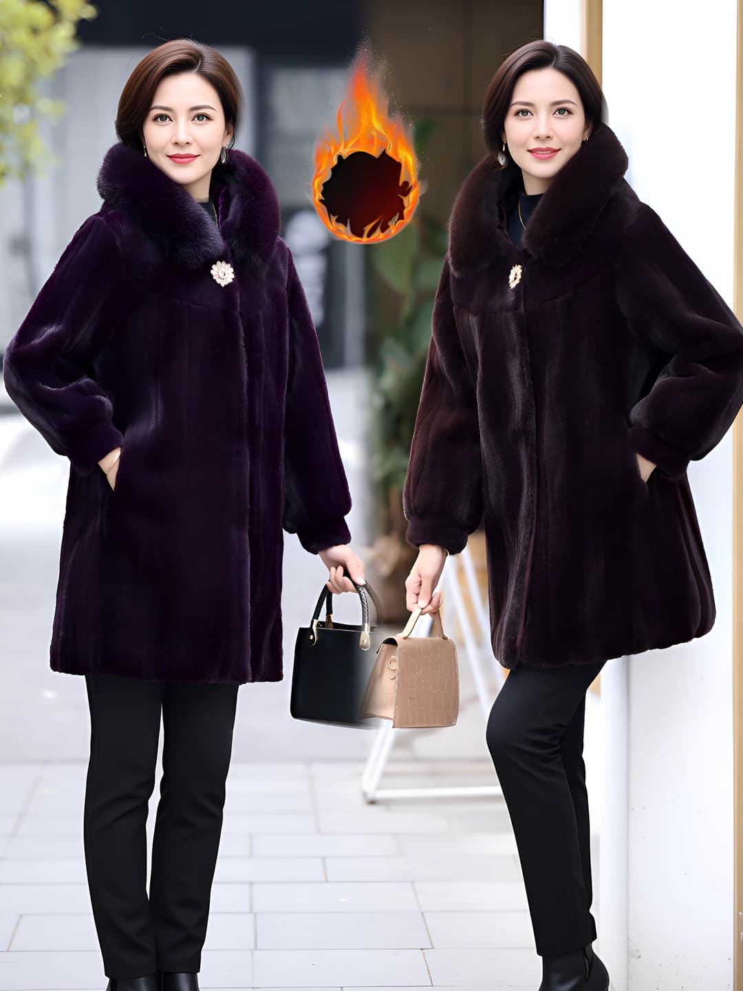 Women's plus size mid-length winter coat, padded, non-iron fabric