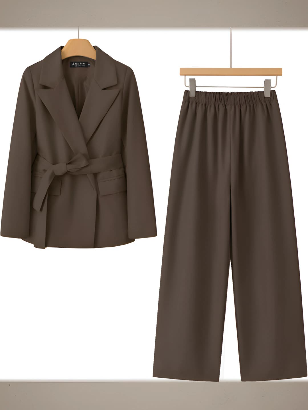 Women's blazer and trousers set, coffee color, Korean style, casual, all-season, for petite