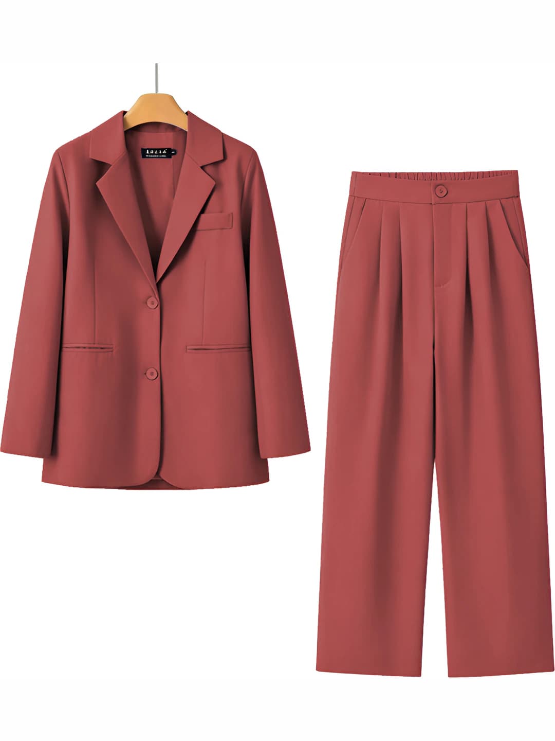 Women's suit set with trousers: blazer and trousers, black, solid colour, slimming, long sleeve, OL style, all-season