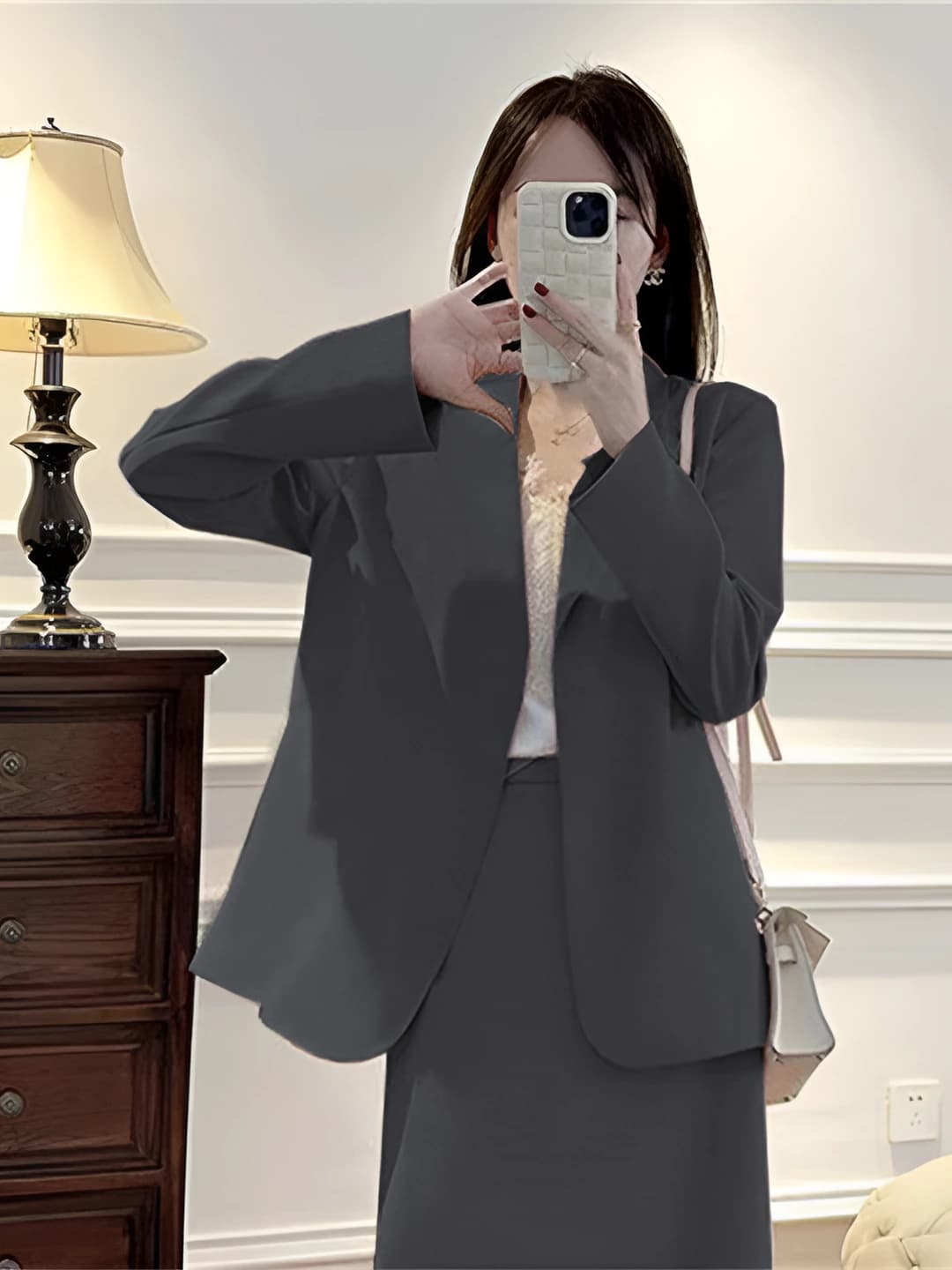 Dark gray skirt and suit