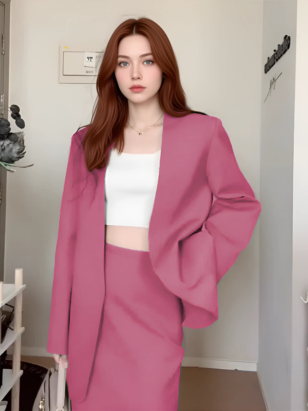 Purple-pink [dress + suit]