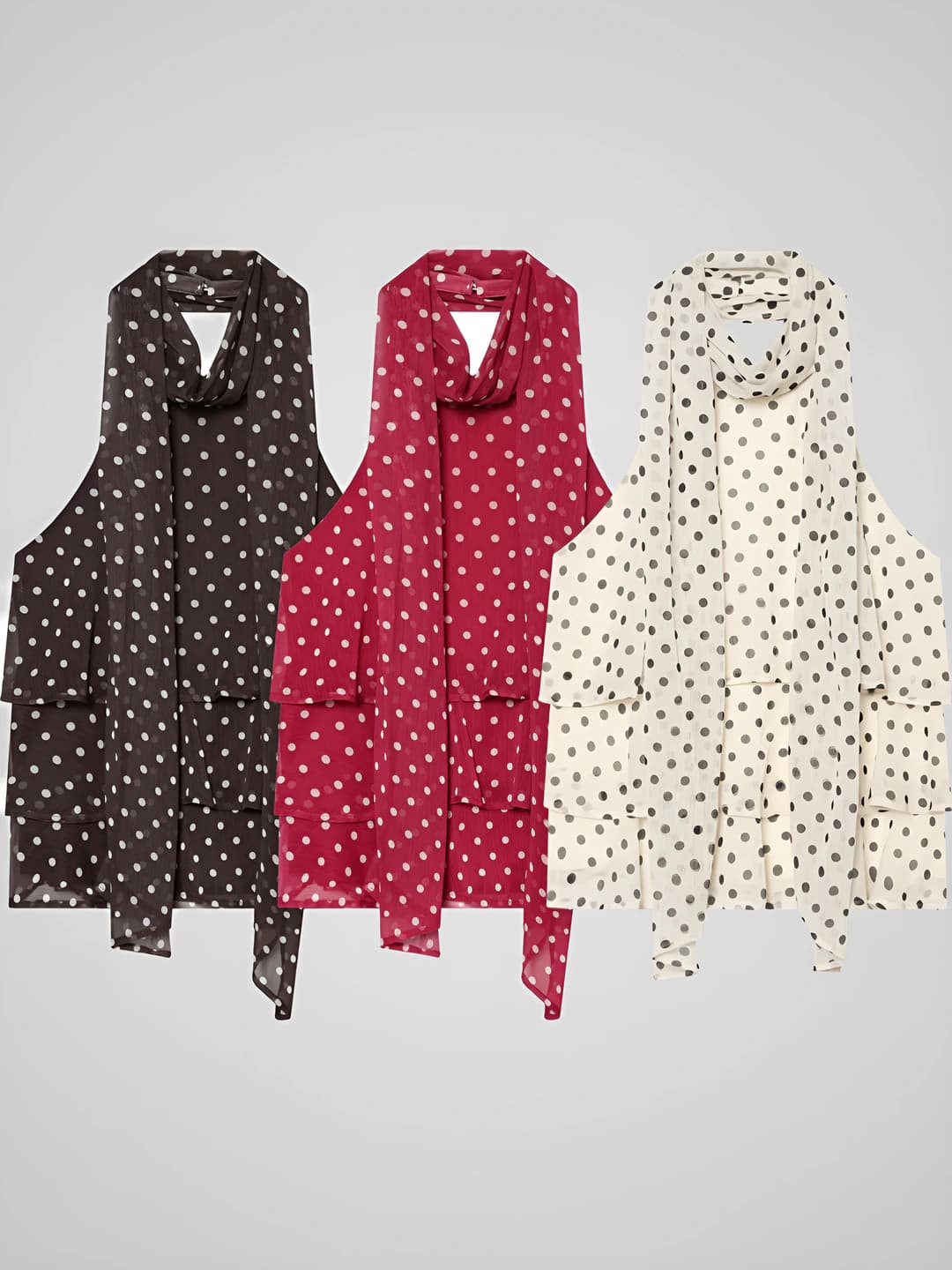 Women's 2026 blouse: sleeveless, slim fit, solid colour, stretch, closure with ties, collar type ruffle
