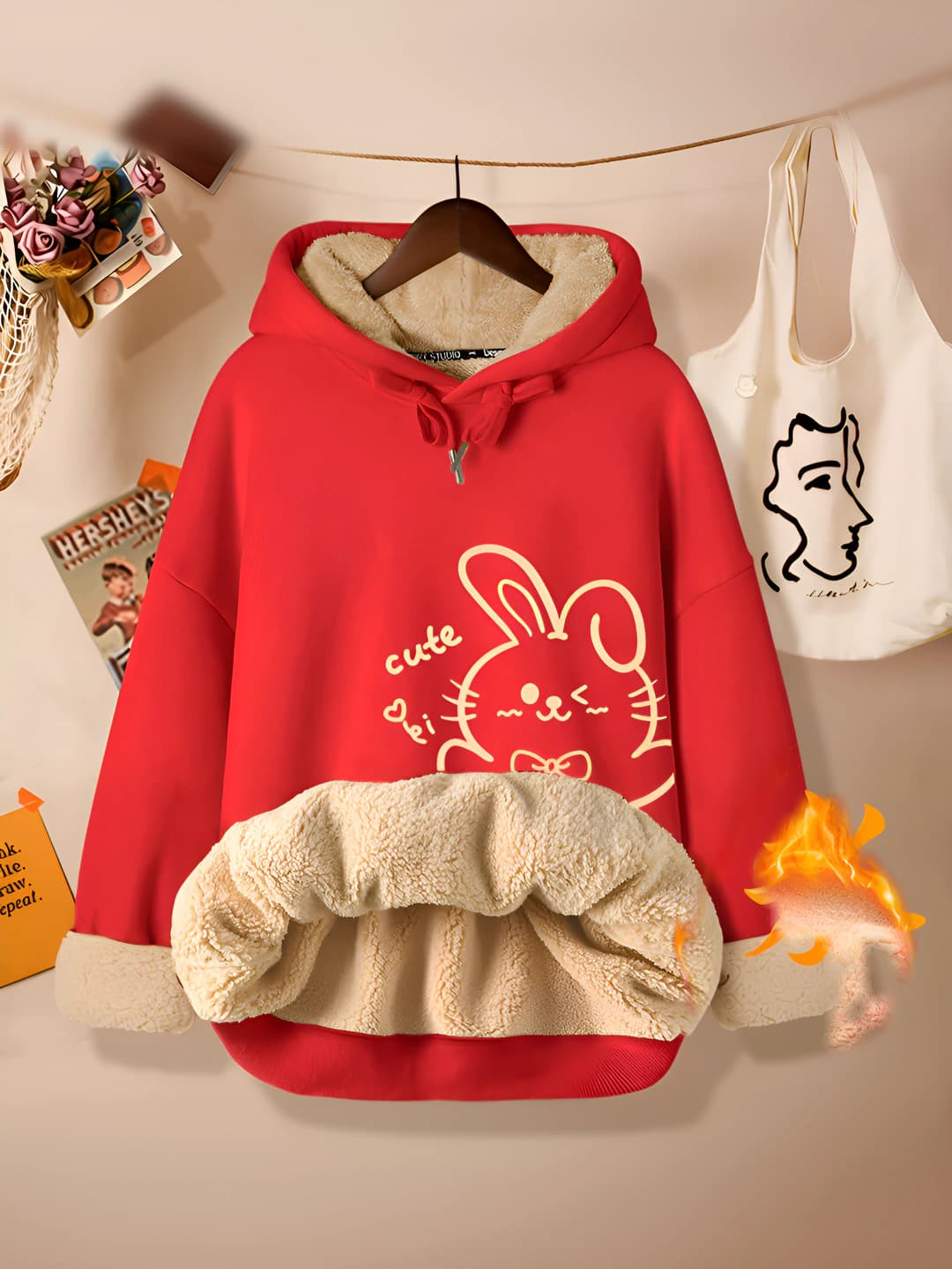 Red (Rabbit logo) lamb wool