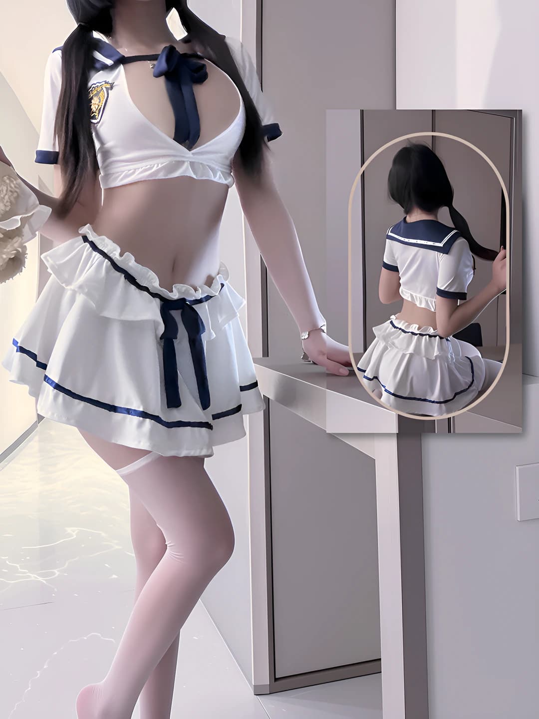 White [top+skirt+T-briefs]