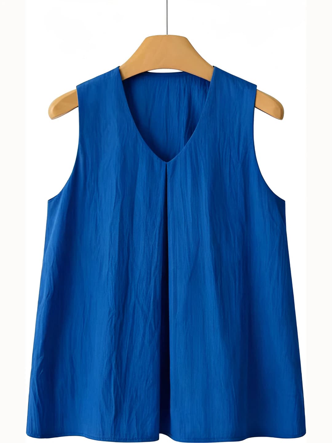 Women's summer sleeveless tank top, retro, solid colour, straight cut, casual, preppy style, blue
