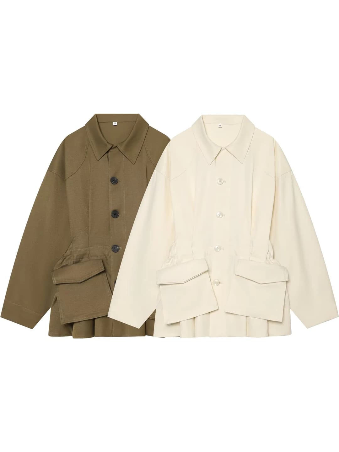 Women's 2026 demiseason jacket: loose fit, lapel collar, long sleeve, solid colour, printed, polyester fabric, closure: single-breasted buttons