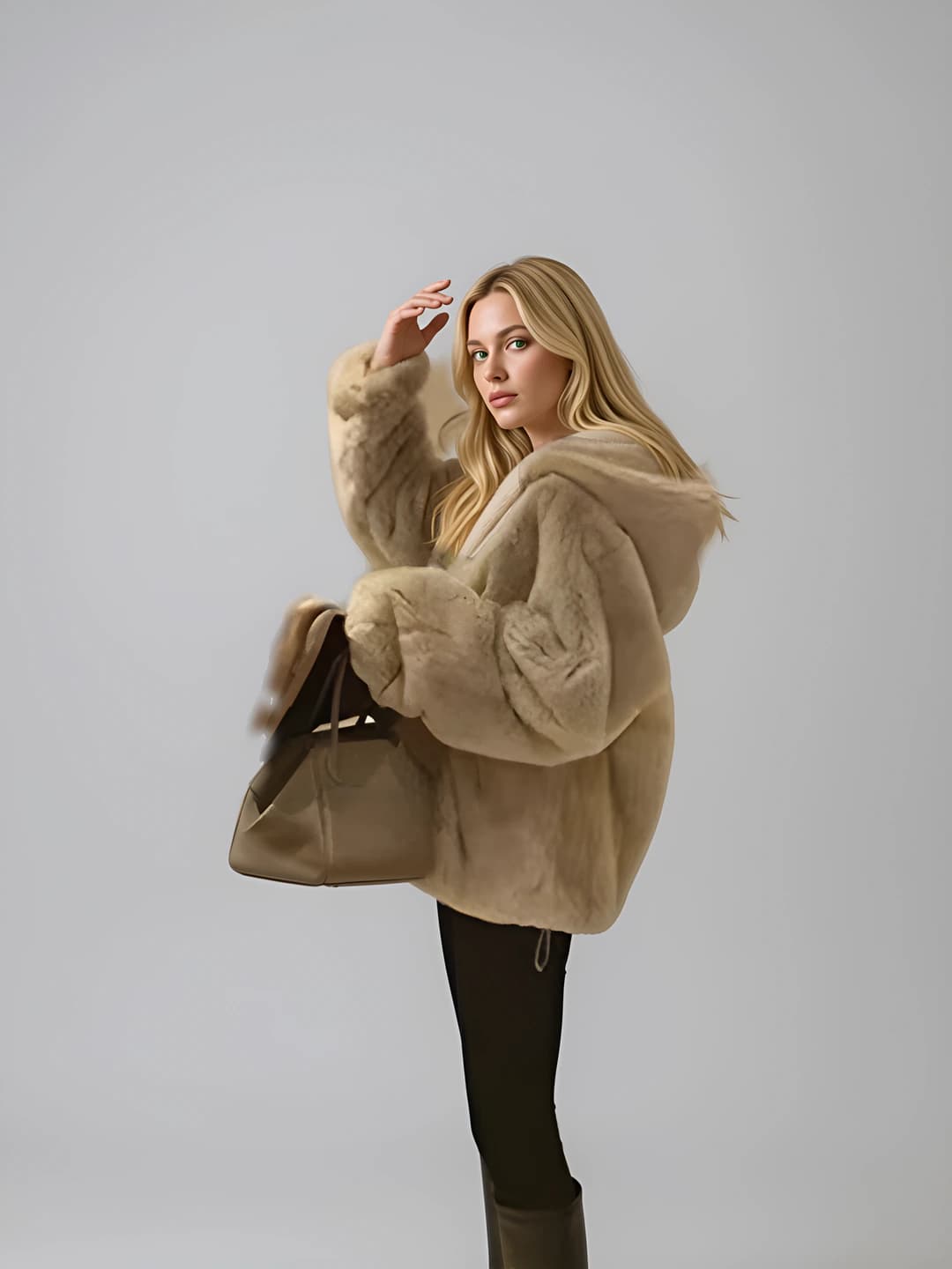 Light coffee, hooded