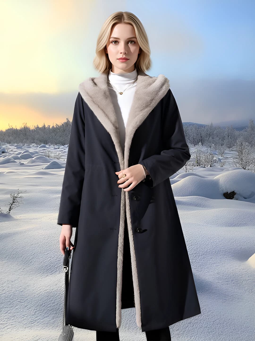 Women's long mid-length sleeveless faux fur coat in Korean style autumn-winter 2026