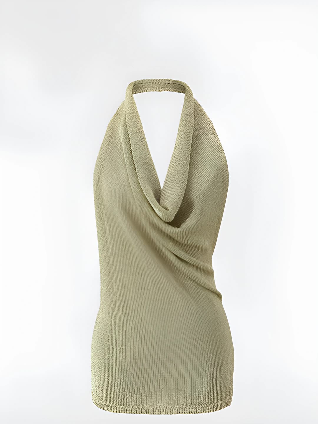 Ayollar uchun to'qima halter top, yengsiz, tanaga yopishgan, bir rangli, metall ipli, to'rt mavsum