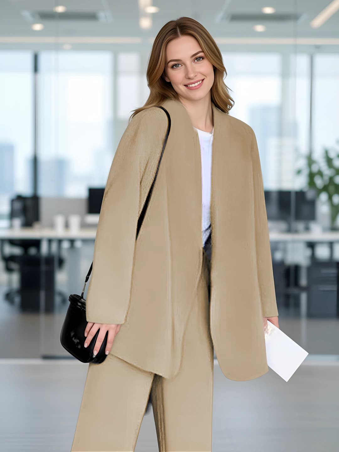 Women's suit set with trousers, Korean style, slim fit, long sleeve, spring 2026