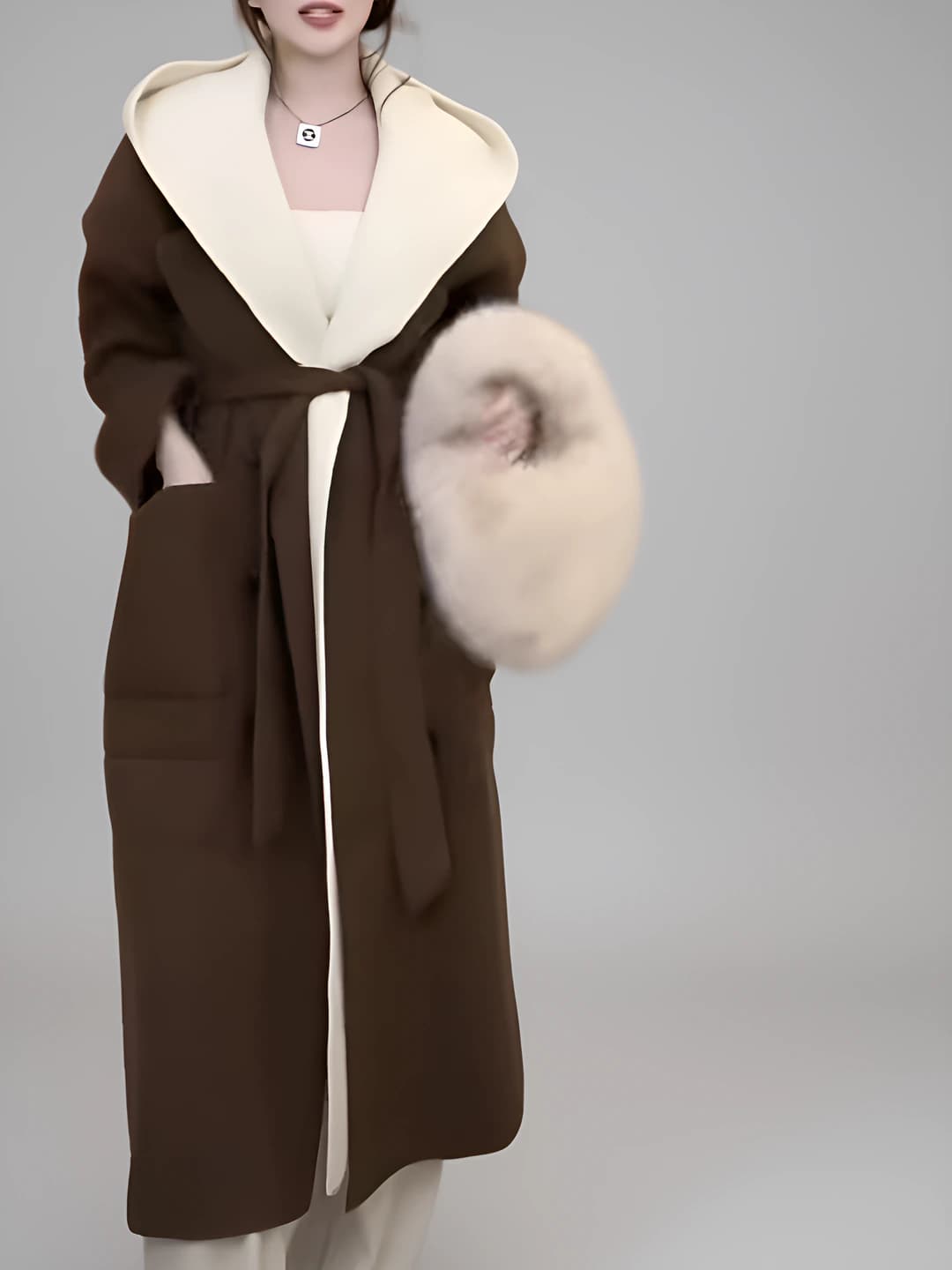 Ayollar uchun uzun trikotaj kardigan, kuz-qish, bo'sh (oversize), qalinlashtirilgan, bir rangli, uzun yeng, yoqali