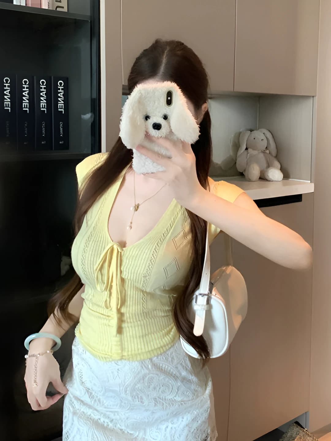 Women's sleeveless knit top, V-neck, cropped, solid colour, summer, Korean style, casual