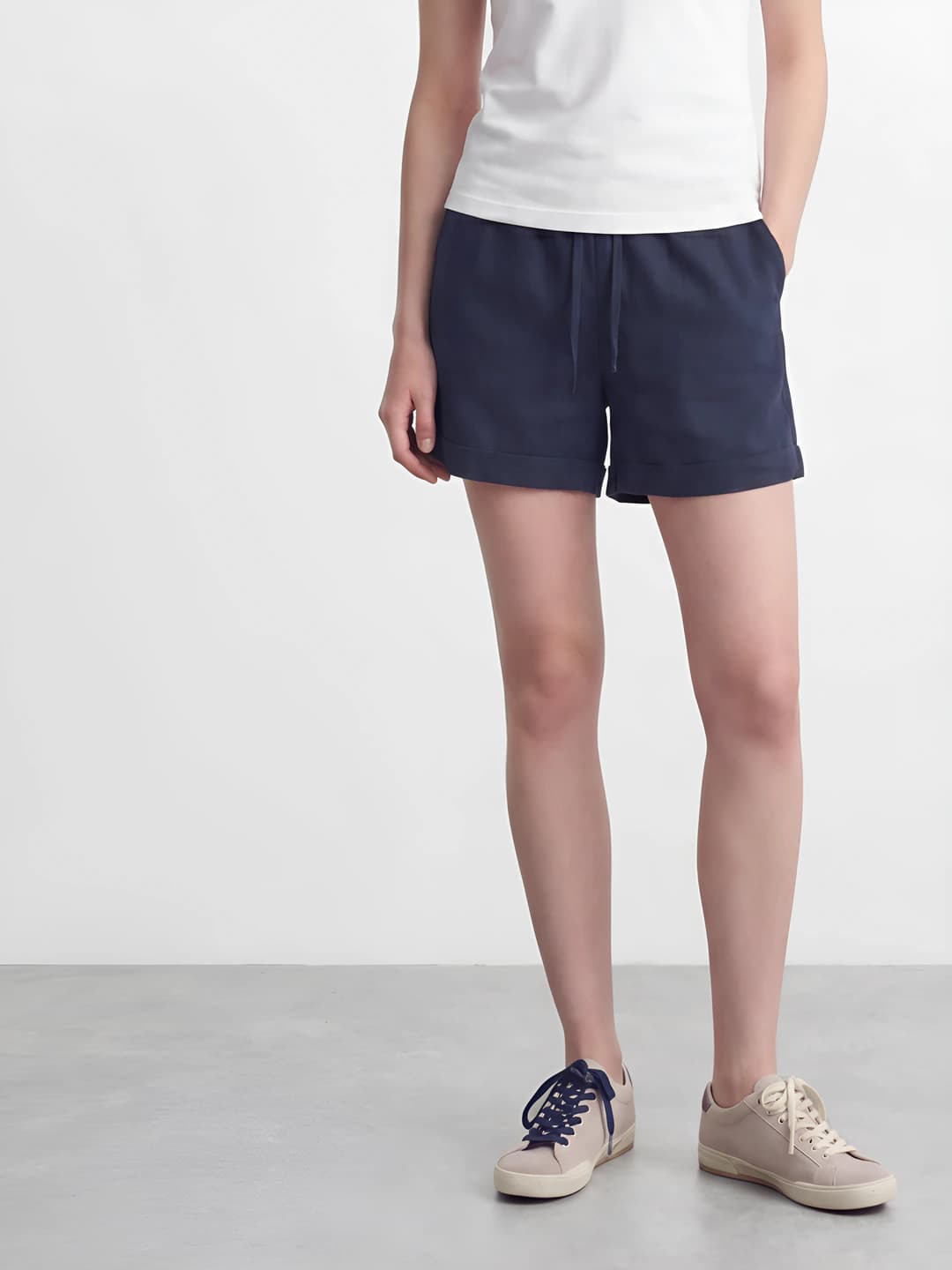 Women's summer loose fit sports casual breathable solid colour linen cotton shorts