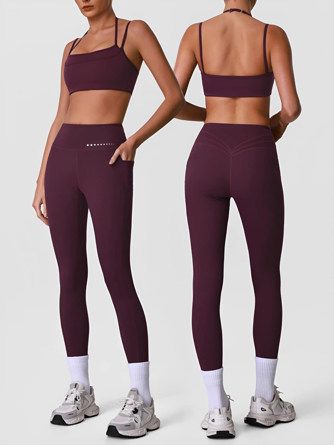 Women's sports suits: sleeveless bra and slim fit leggings set