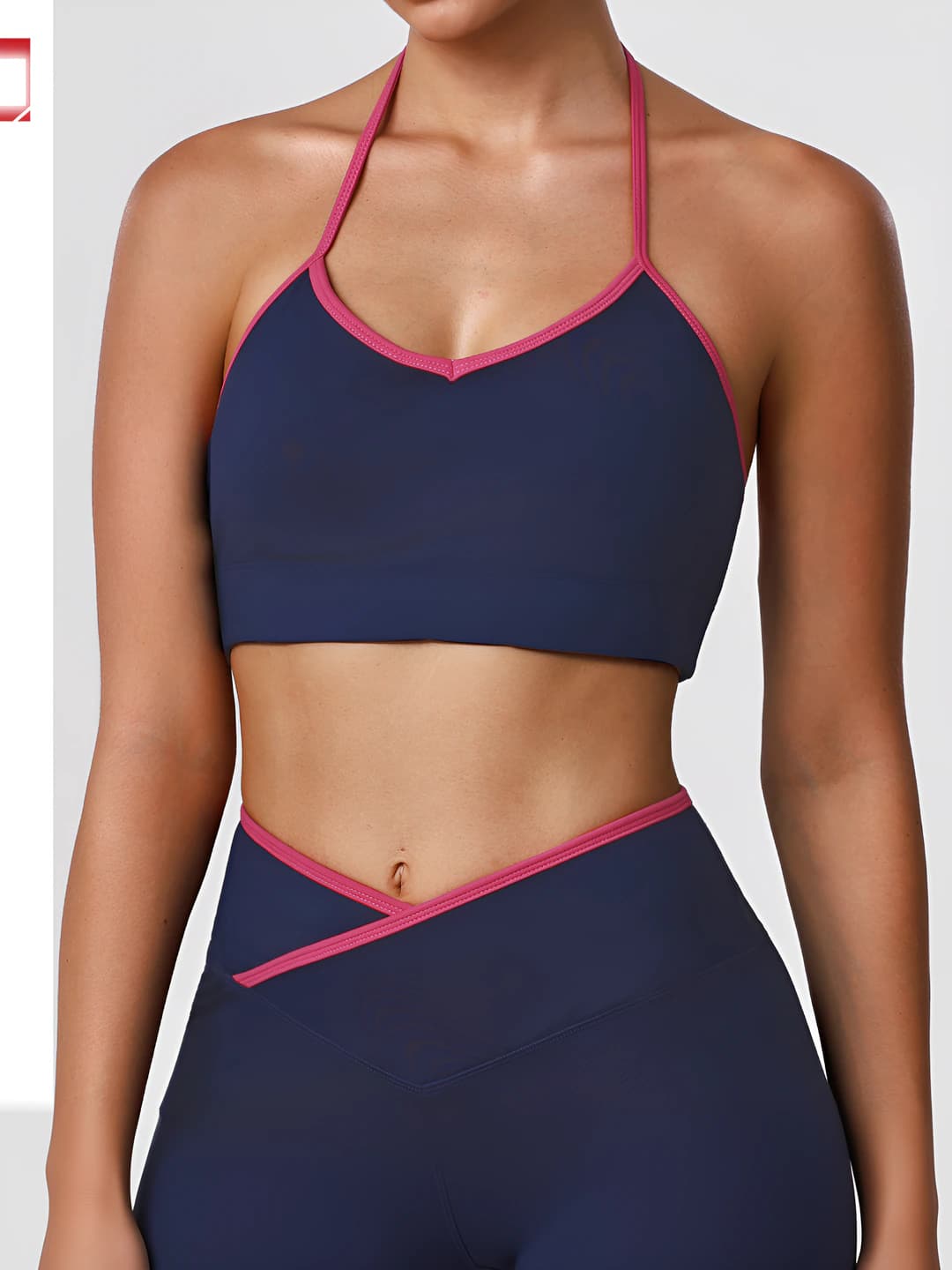 Women's sports bra: stretch, wireless, push-up, anti-shock, with removable pads, halter neck, sports tank top