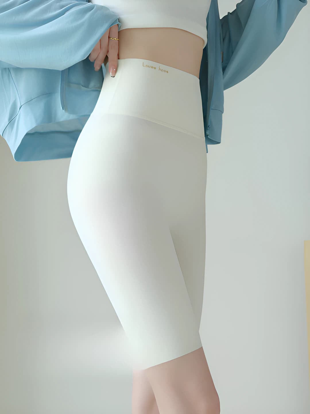 Women's summer knee-length shaping leggings with high waist, tummy control, hip-lifting, seamless, breathable, stretch