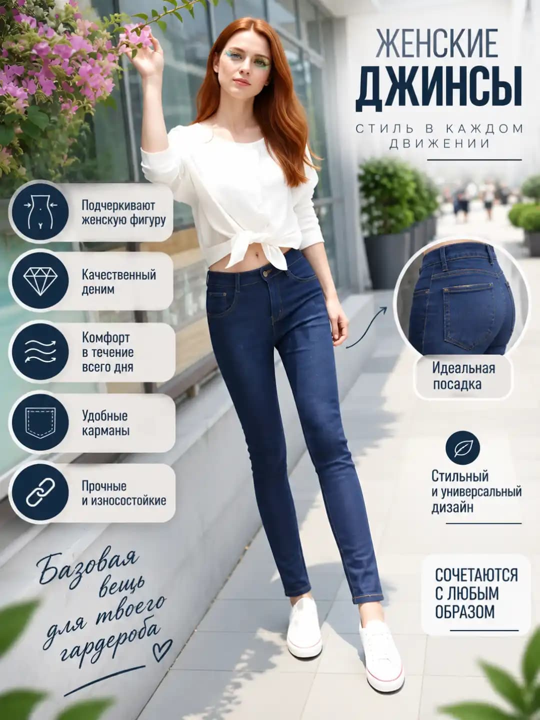 Women's autumn high waist stretch jeans, slim fit slimming long trousers, solid colour