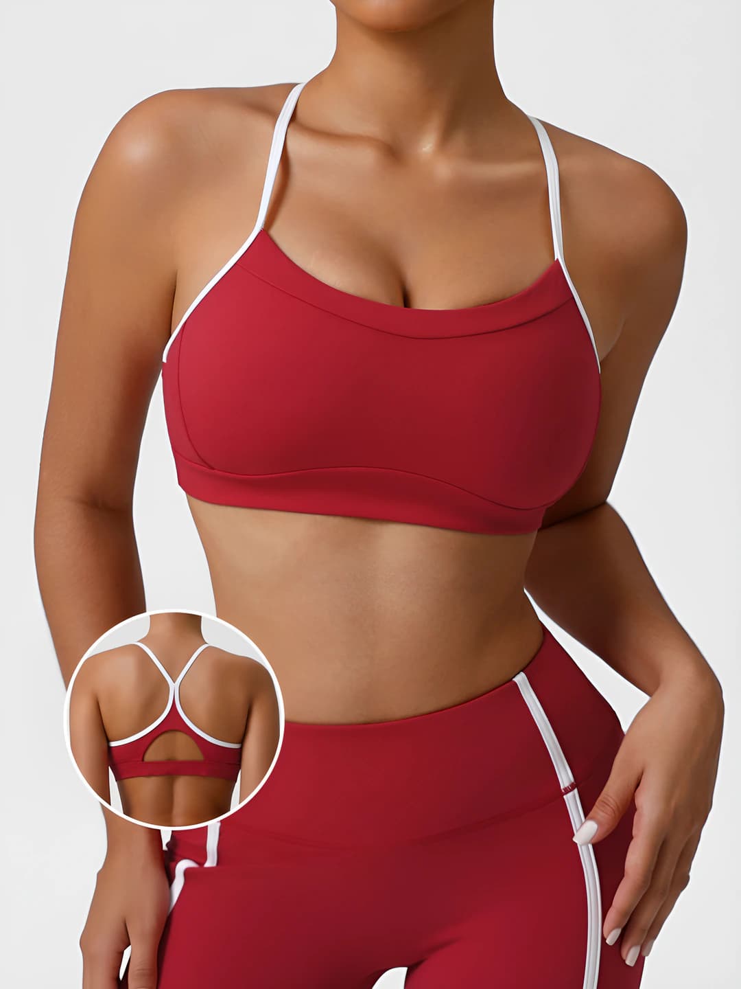 Women's sports bra: contrast color, shaping, beautiful back, for yoga, removable, anti-shock, for running and fitness, with pads