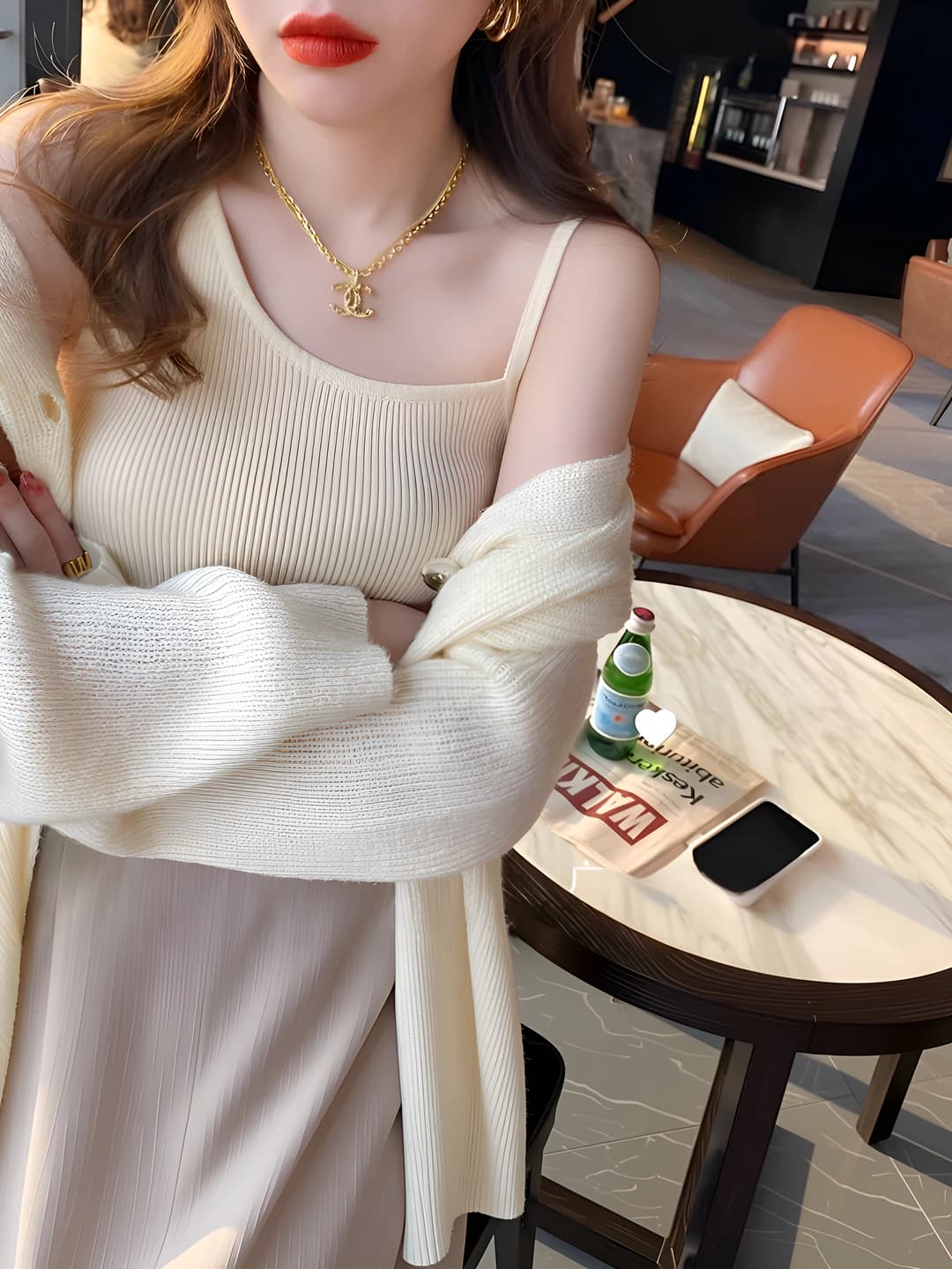 Women's 2026 sleeveless slim fit solid colour stretch asymmetric strap top