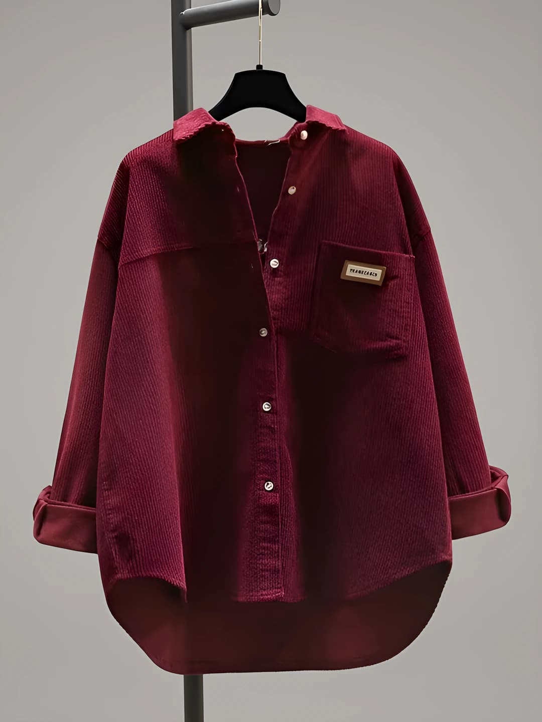 Ayollar uchun bahor-kuzgi koreys uslubidagi kundalik bo'sh (oversize) o'rta-uzun qaytarma yoqali uzun yengli ko'ylak-shirt