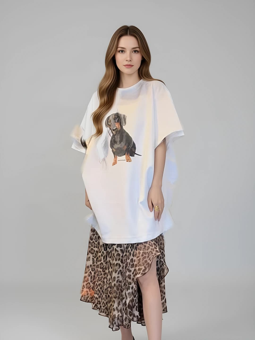 Ayollar uchun leopard naqshli kalta yubka, yozgi, kundalik, retro, Koreya uslubidagi, trapezoid va keng