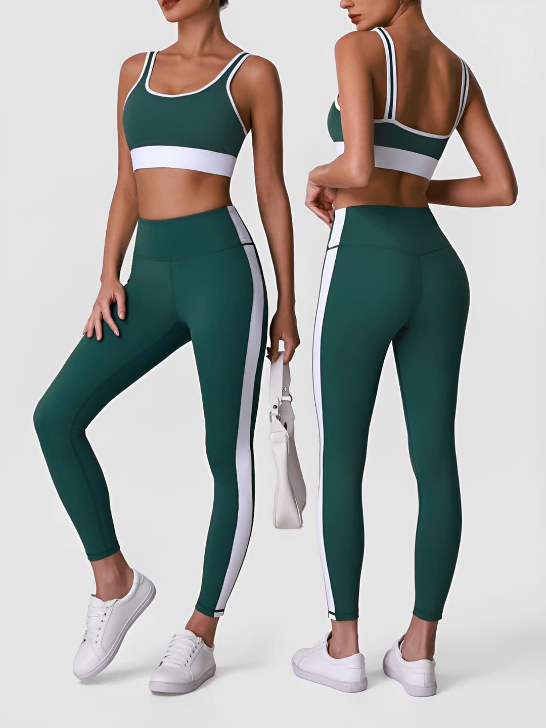 Women's sports suits: set (sleeveless bra and trousers), quick-dry, 75% nylon + 25% spandex