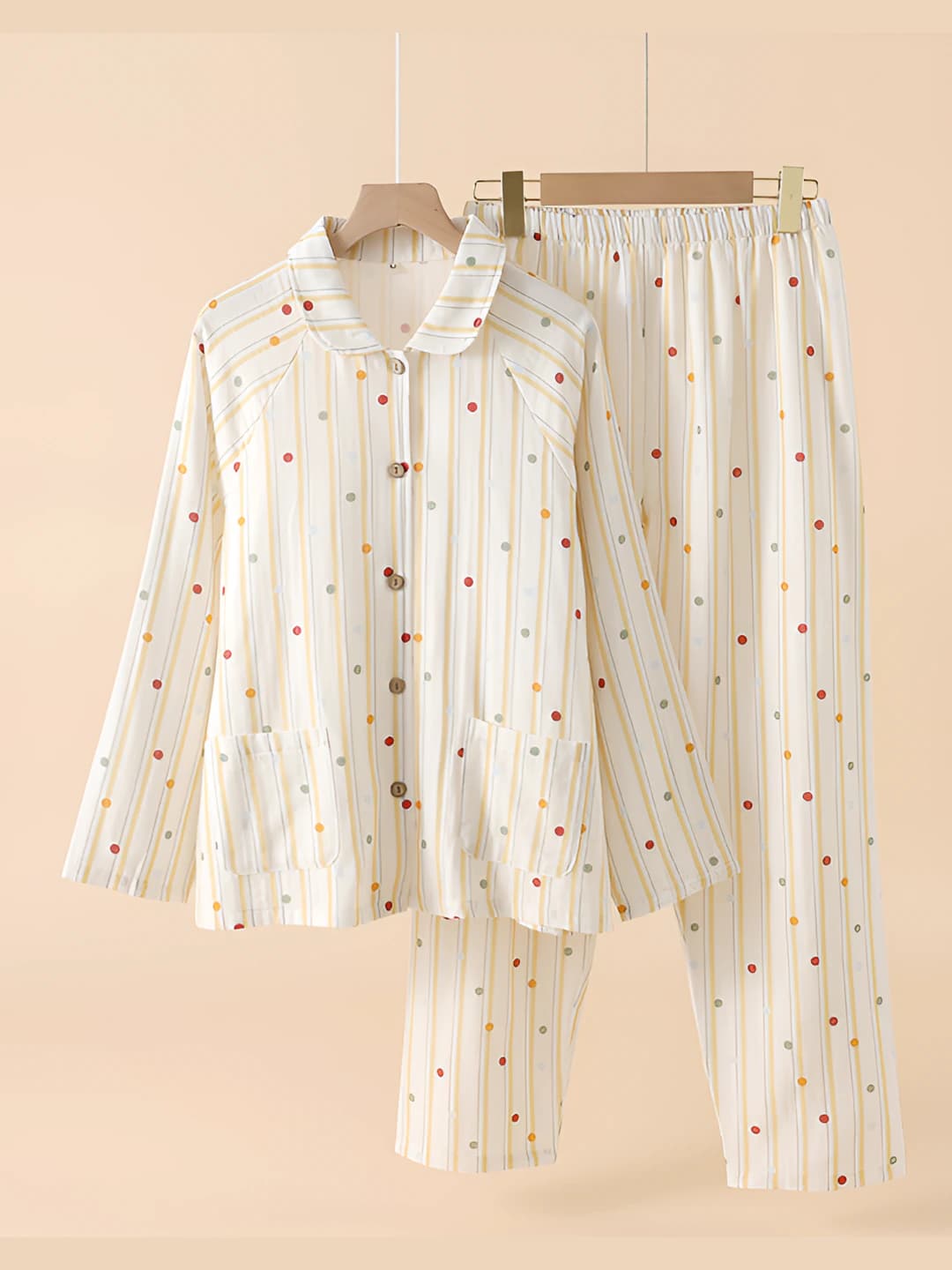 Multicolour dots yellow stripes