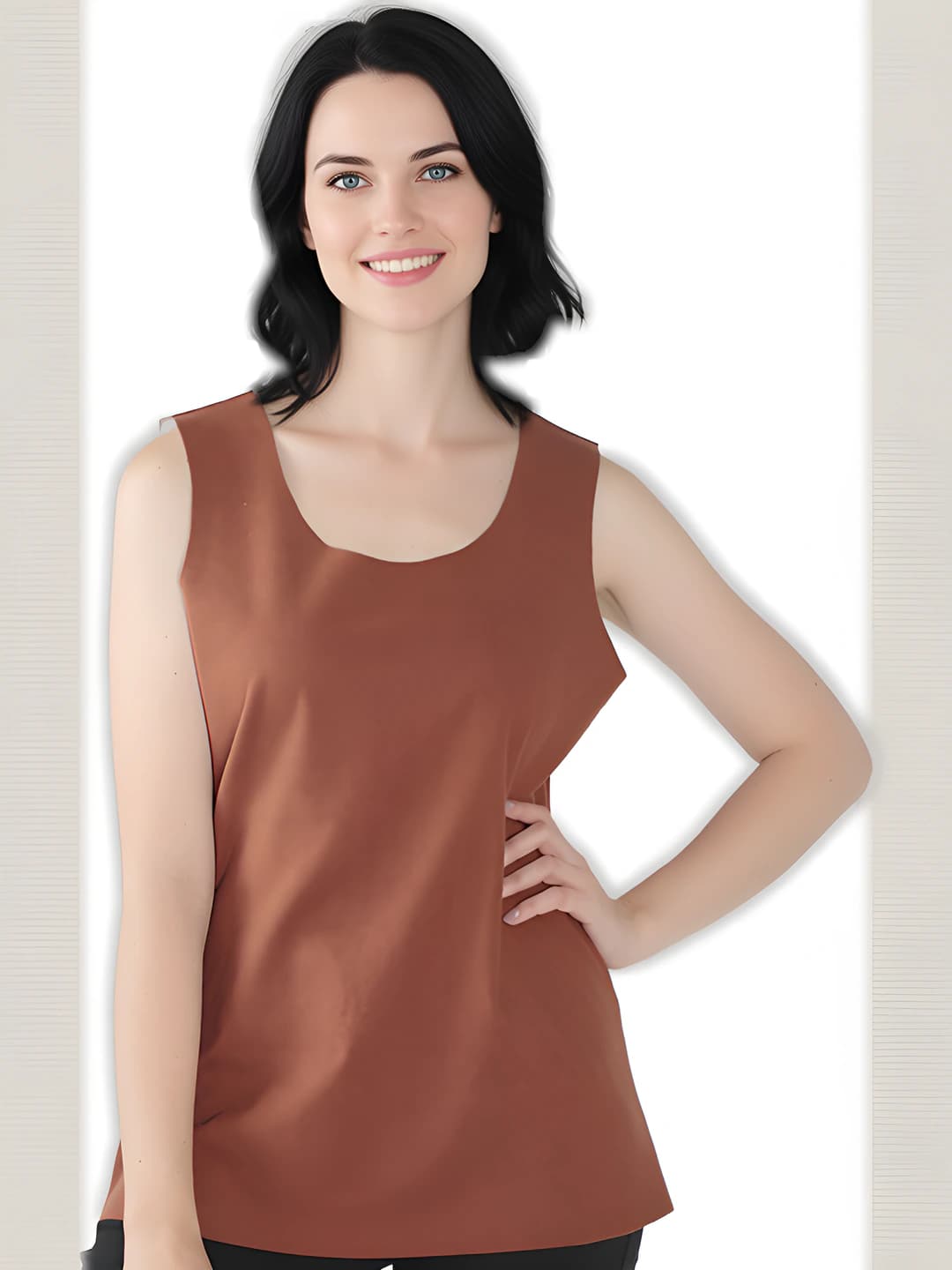 Women's autumn-winter thermal underwear top, crew neck, solid colour, plus size, warm