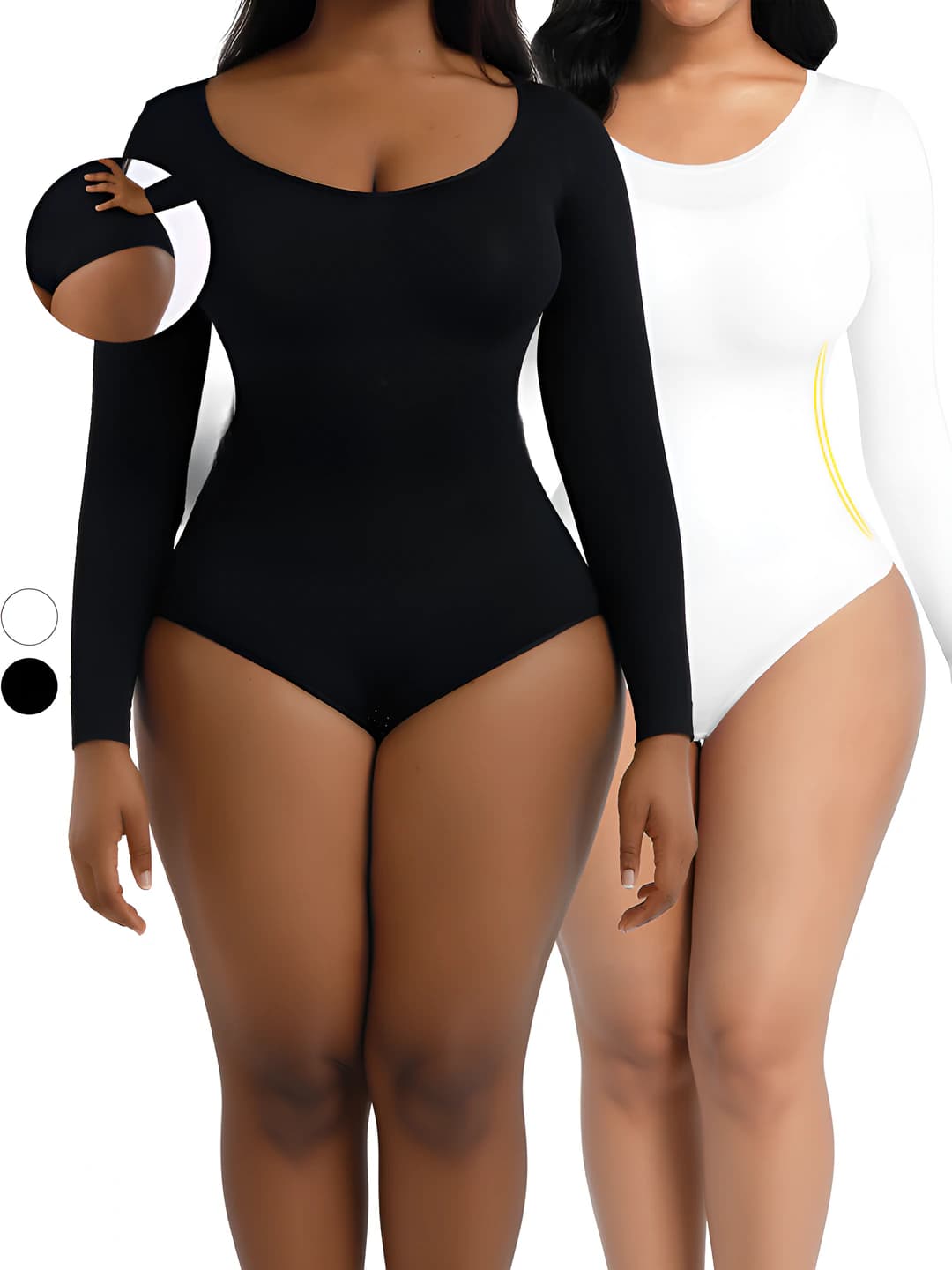 Women's shapewear bodysuit: long sleeve, tummy control, hip-lifting, nylon, winter, spring, autumn