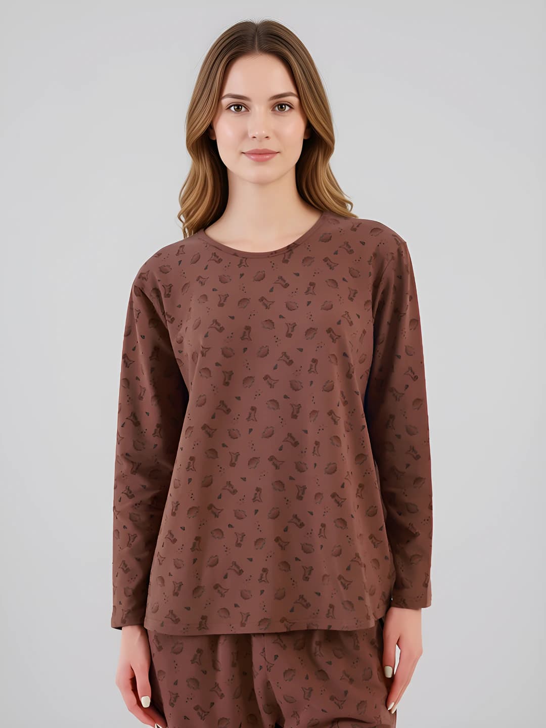 95% Cotton Coffee Print Maxi Top