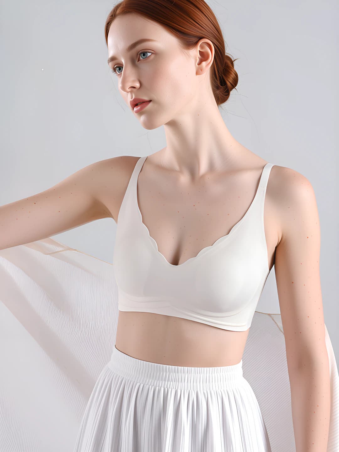 Women's seamless, thin, breathable, moisture-wicking, massage, side-slimming, lift and push-up, side-fat tucking, shapewear, comfortable, wireless bra
