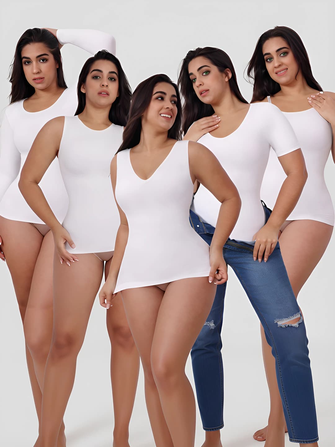Women's plus size corrective top, seamless, tummy control, short sleeve, all-season