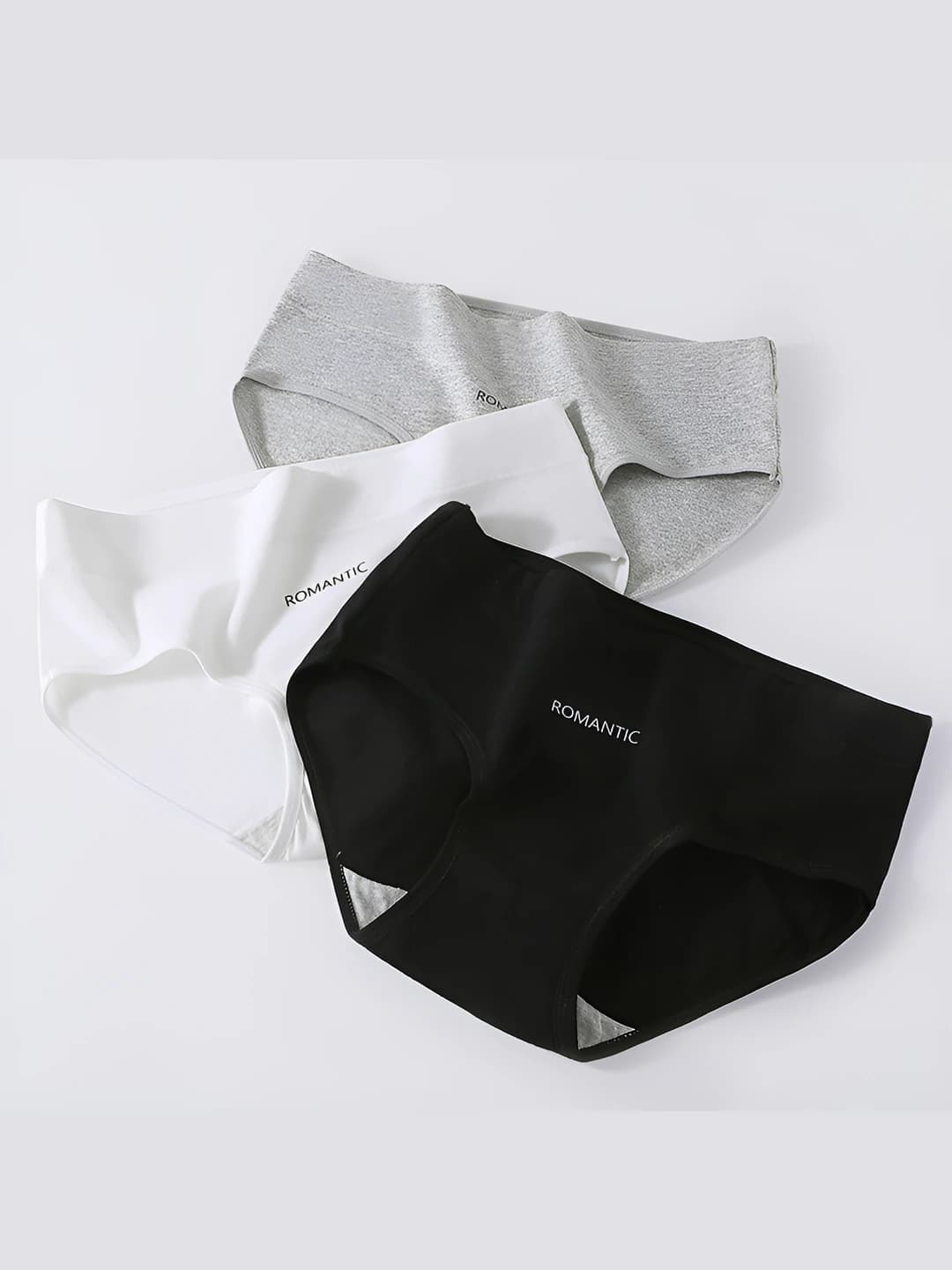 Women's pure cotton briefs, mid-waist, seamless, thin, all-season, solid colour, antibacterial, breathable
