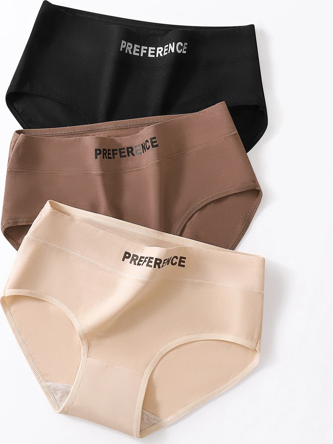 Women's pure cotton briefs, solid colour, mid-waist, letter pattern, breathable, antibacterial, hip-lifting, all-season