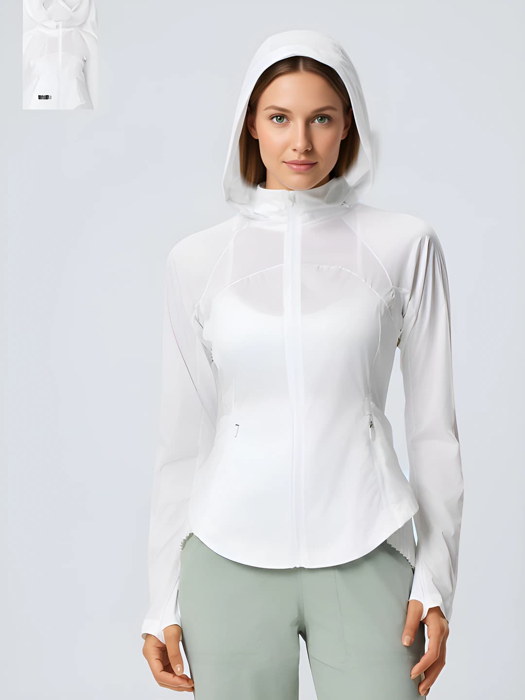 Women's summer sports jacket, UPF50+ sun-protective, breathable, slim fit, slimming, solid colour
