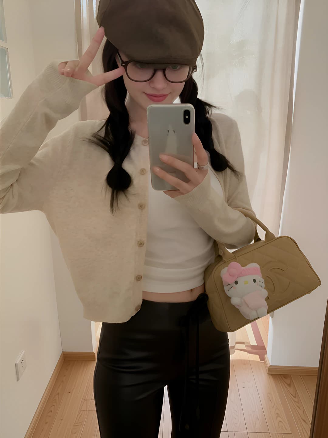 Women's Korean style knit cardigan, solid colour, slim fit, slimming, crew neck, long sleeve, early spring 2026