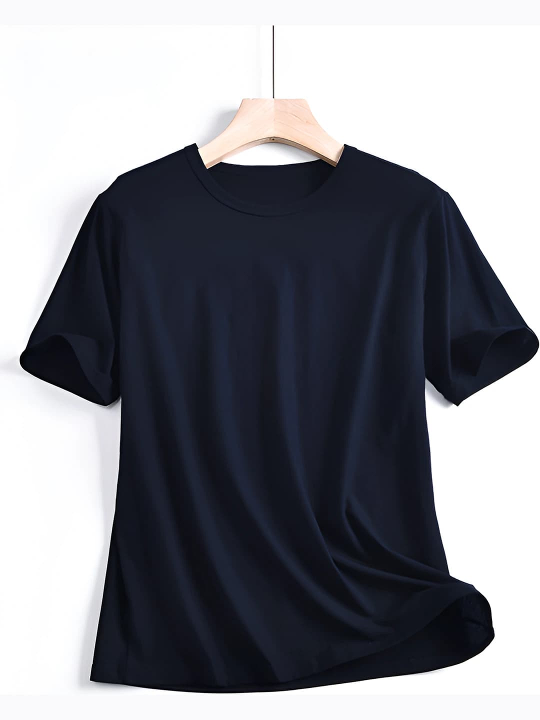 Women's summer pure cotton t-shirt, solid colour, loose fit, plus size, crew neck, short sleeve, slimming